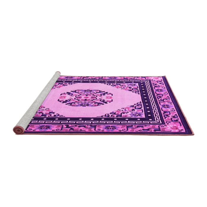 Sideview of Machine Washable Oriental Pink Asian Inspired Rug, wshtr1372pnk