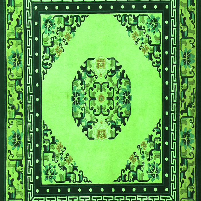 Serging Thickness of Machine Washable Oriental Green Asian Inspired Area Rugs, wshtr1372grn
