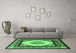 Machine Washable Oriental Emerald Green Asian Inspired Area Rugs in a Living Room,, wshtr1372emgrn