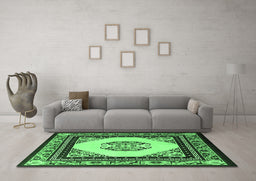 Machine Washable Oriental Emerald Green Asian Inspired Area Rugs in a Living Room,, wshtr1372emgrn