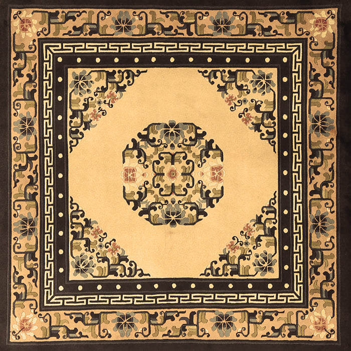 Square Machine Washable Oriental Brown Asian Inspired Rug, wshtr1372brn