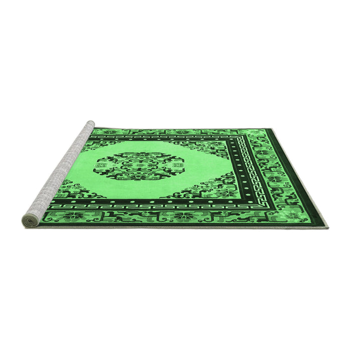 Sideview of Machine Washable Oriental Emerald Green Asian Inspired Area Rugs, wshtr1372emgrn