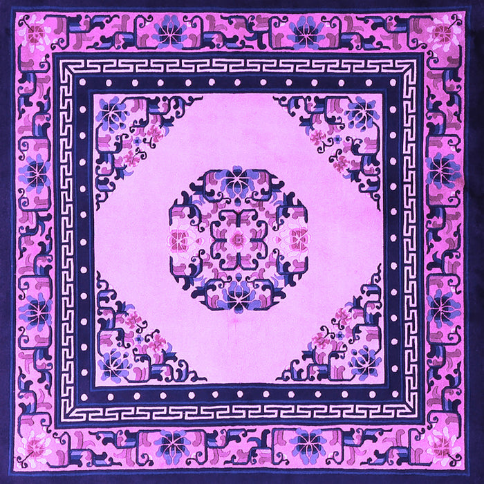 Square Machine Washable Oriental Purple Asian Inspired Area Rugs, wshtr1372pur