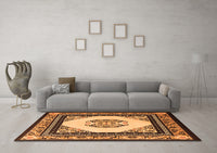 Machine Washable Oriental Orange Asian Inspired Rug, wshtr1372org