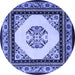 Round Oriental Blue Asian Inspired Rug, tr1372blu