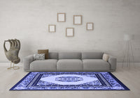 Machine Washable Oriental Blue Asian Inspired Rug, wshtr1372blu