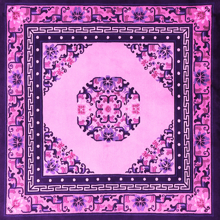 Square Machine Washable Oriental Pink Asian Inspired Rug, wshtr1372pnk