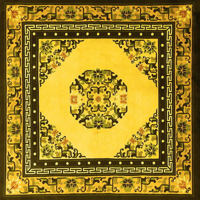 Square Oriental Yellow Asian Inspired Rug, tr1372yw