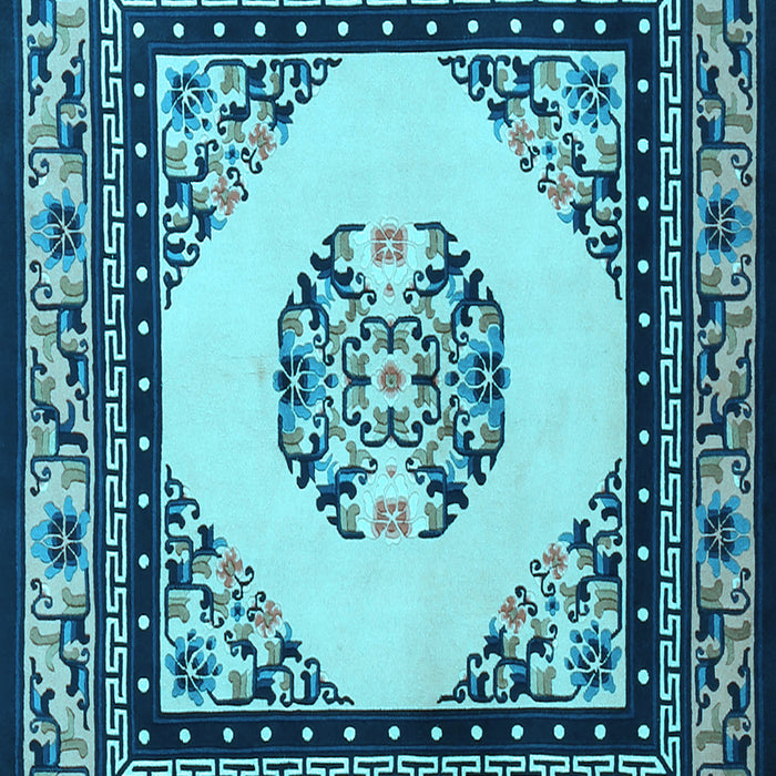 Machine Washable Oriental Light Blue Asian Inspired Rug, wshtr1372lblu