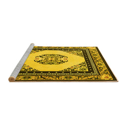 Sideview of Machine Washable Oriental Yellow Asian Inspired Rug, wshtr1372yw