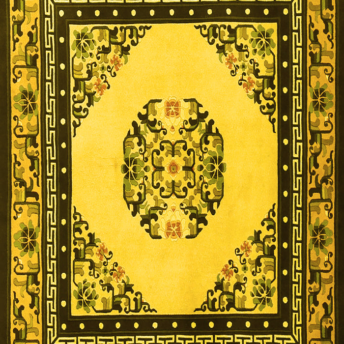Machine Washable Oriental Yellow Asian Inspired Rug, wshtr1372yw