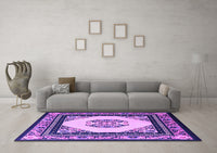 Machine Washable Oriental Purple Asian Inspired Rug, wshtr1372pur