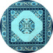 Round Oriental Light Blue Asian Inspired Rug, tr1372lblu