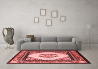 Machine Washable Oriental Red Asian Inspired Rug, wshtr1372red