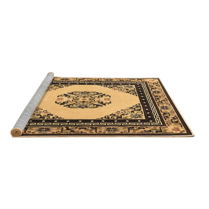 Sideview of Machine Washable Oriental Brown Asian Inspired Rug, wshtr1372brn