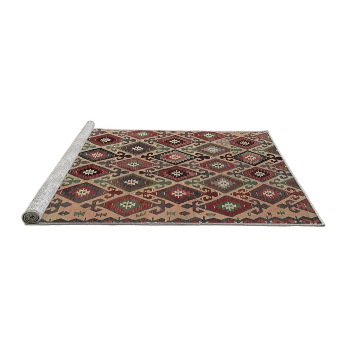 Sideview of Machine Washable Traditional Chestnut Brown Rug, wshtr1373
