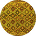 Round Machine Washable Persian Yellow Traditional Rug, wshtr1373yw