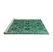 Sideview of Machine Washable Persian Turquoise Traditional Area Rugs, wshtr1373turq