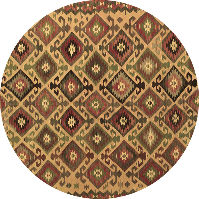 Round Persian Brown Traditional Rug, tr1373brn