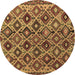 Round Persian Brown Traditional Rug, tr1373brn