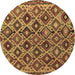 Round Machine Washable Persian Brown Traditional Rug, wshtr1373brn