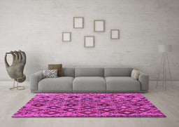 Machine Washable Persian Pink Traditional Rug in a Living Room, wshtr1373pnk