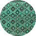 Round Persian Turquoise Traditional Rug, tr1373turq