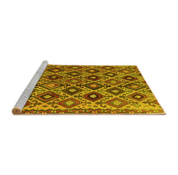 Sideview of Machine Washable Persian Yellow Traditional Rug, wshtr1373yw