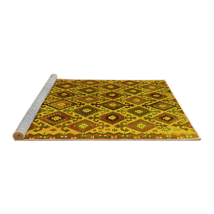 Sideview of Machine Washable Persian Yellow Traditional Rug, wshtr1373yw