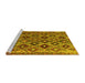 Sideview of Machine Washable Persian Yellow Traditional Rug, wshtr1373yw