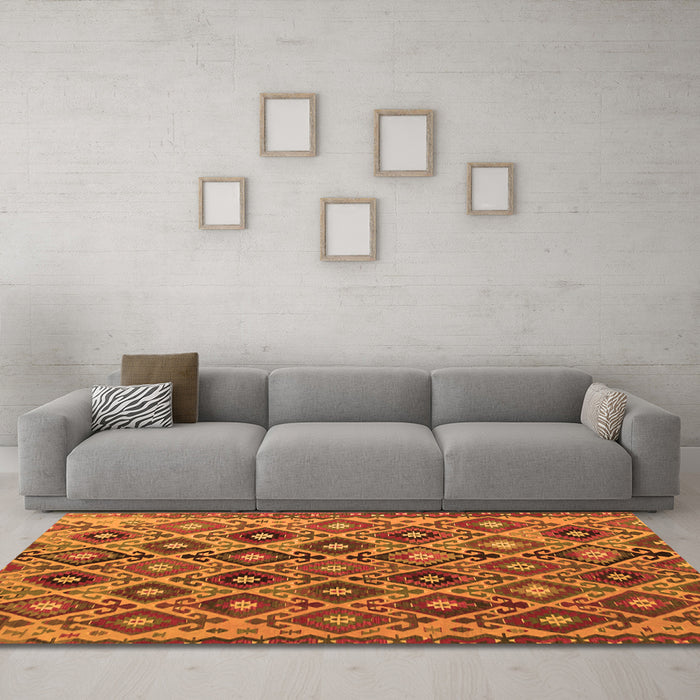 Machine Washable Persian Orange Traditional Area Rugs in a Living Room, wshtr1373org