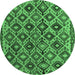 Round Persian Emerald Green Traditional Rug, tr1373emgrn