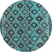 Round Machine Washable Persian Light Blue Traditional Rug, wshtr1373lblu