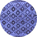 Round Machine Washable Persian Blue Traditional Rug, wshtr1373blu