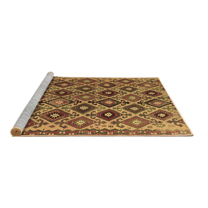 Sideview of Machine Washable Persian Brown Traditional Rug, wshtr1373brn