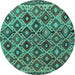 Round Machine Washable Persian Turquoise Traditional Area Rugs, wshtr1373turq