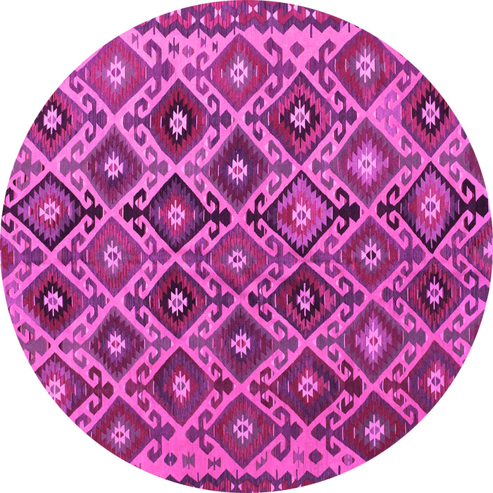 Round Machine Washable Persian Pink Traditional Rug, wshtr1373pnk