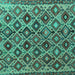 Square Machine Washable Persian Turquoise Traditional Area Rugs, wshtr1373turq