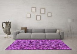 Machine Washable Persian Purple Traditional Area Rugs in a Living Room, wshtr1373pur