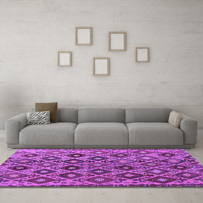 Machine Washable Persian Purple Traditional Area Rugs in a Living Room, wshtr1373pur