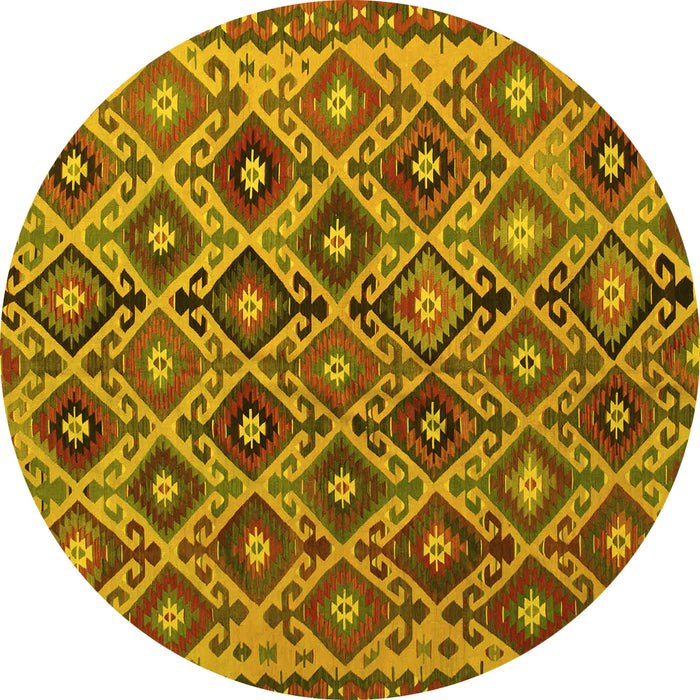 Round Persian Yellow Traditional Rug, tr1373yw