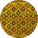 Round Persian Yellow Traditional Rug, tr1373yw