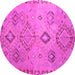 Round Persian Pink Traditional Rug, tr1374pnk