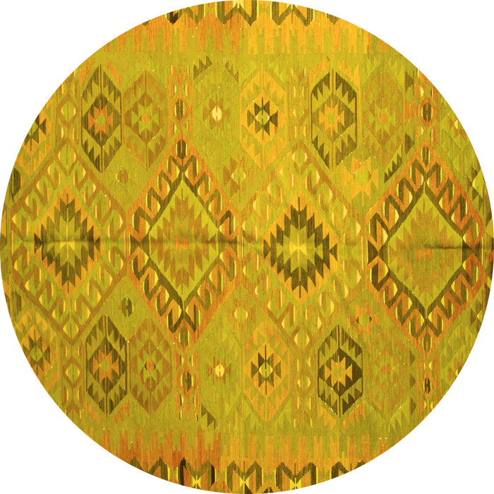 Round Persian Yellow Traditional Rug, tr1374yw