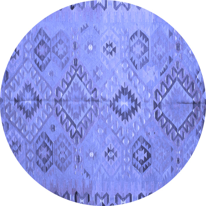 Round Machine Washable Persian Blue Traditional Rug, wshtr1374blu