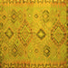 Square Machine Washable Persian Yellow Traditional Rug, wshtr1374yw