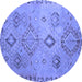 Round Persian Blue Traditional Rug, tr1374blu