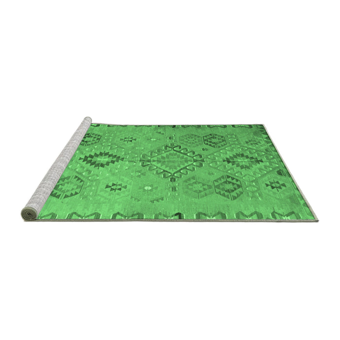 Sideview of Machine Washable Persian Emerald Green Traditional Area Rugs, wshtr1374emgrn