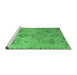 Sideview of Machine Washable Persian Emerald Green Traditional Area Rugs, wshtr1374emgrn