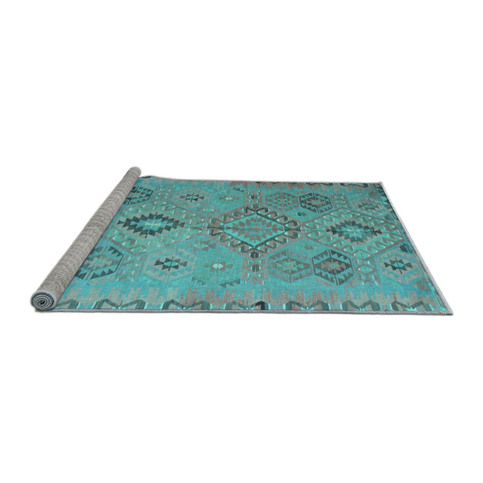 Sideview of Machine Washable Persian Light Blue Traditional Rug, wshtr1374lblu